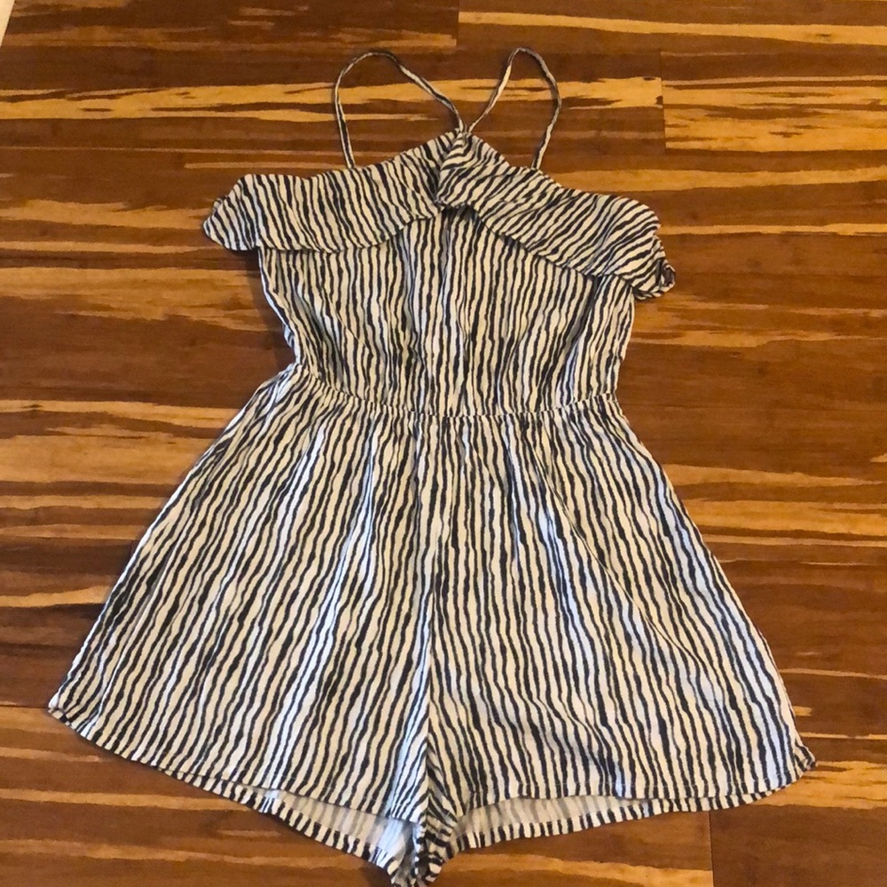 Blue & White Striped Halter Romper!
